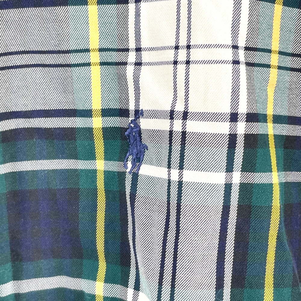 Ralph Lauren Blake Tartan Plaid Button Shirt Mens Large Green Yellow - Picture 5 of 9
